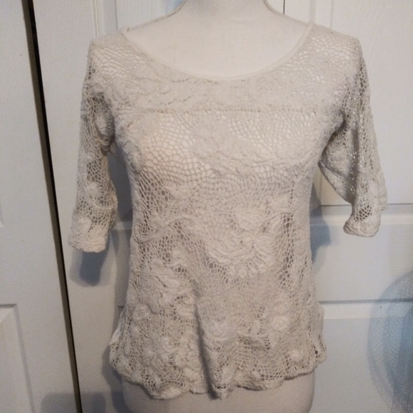 Tops - Women's see through white netted blouse size mediu